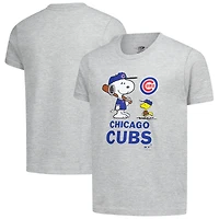 Youth  Heather Gray Chicago Cubs Peanuts Snoopy T-Shirt