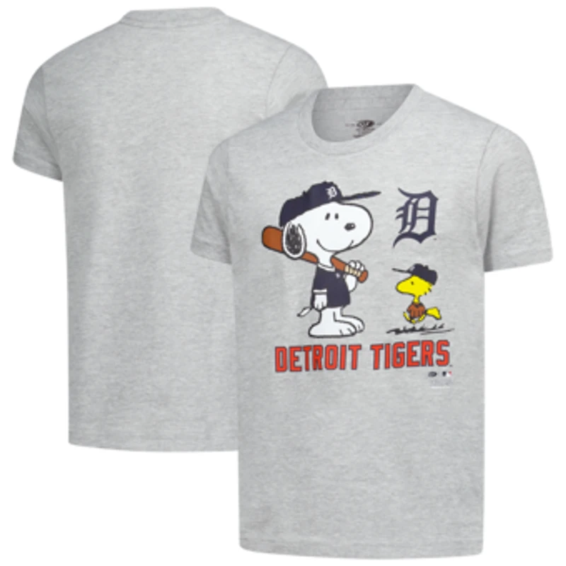 Youth  Heather Gray Detroit Tigers Peanuts Snoopy T-Shirt