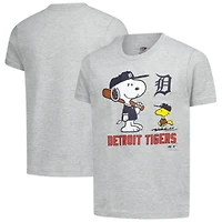 Youth  Heather Gray Detroit Tigers Peanuts Snoopy T-Shirt