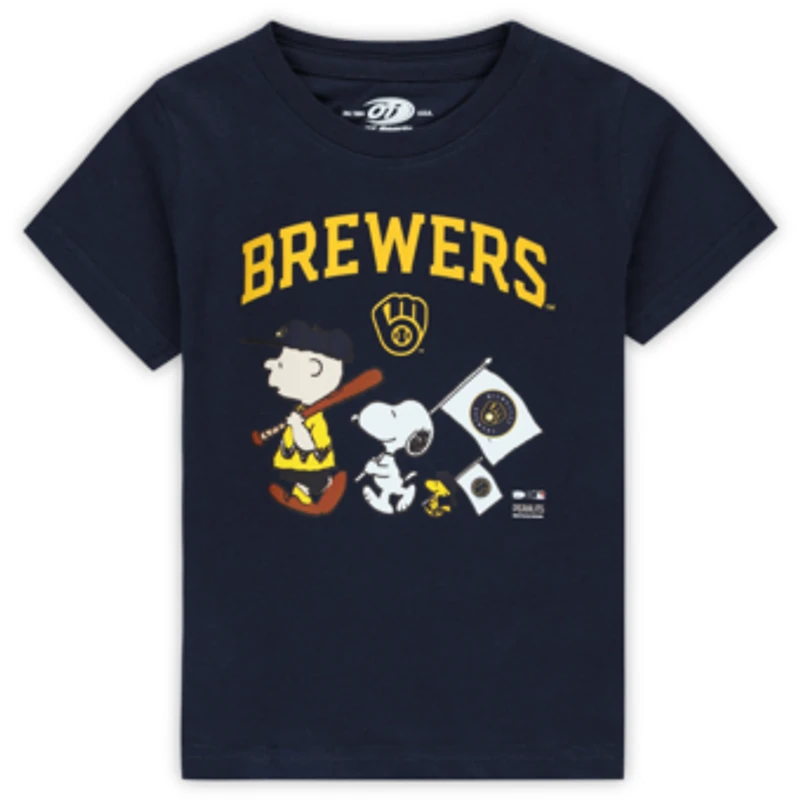 Toddler  Navy Milwaukee Brewers Peanuts Flag T-Shirt