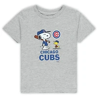 Toddler  Heather Gray Chicago Cubs Peanuts Snoopy T-Shirt