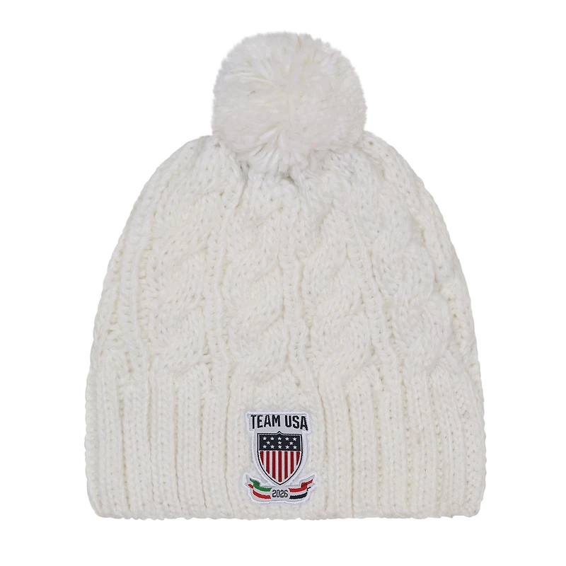 Men's Outerstuff  White Team USA 2026 Winter Olympics Milano Cortina Knit Hat with Pom