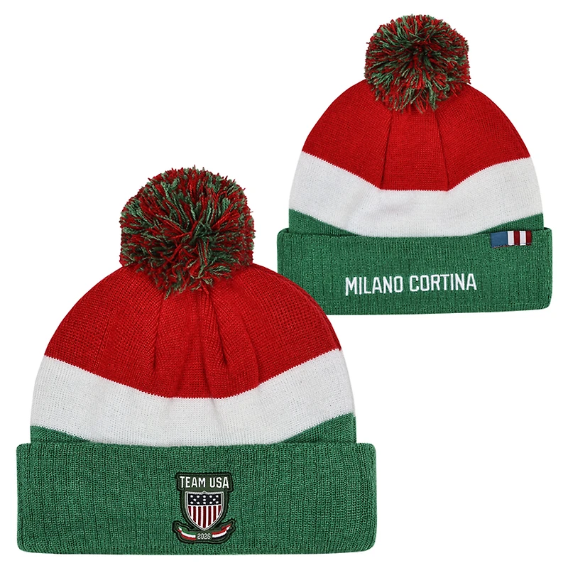 Men's Outerstuff  Red Team USA 2026 Winter Olympics Milano Cortina Cuffed Knit Hat with Pom