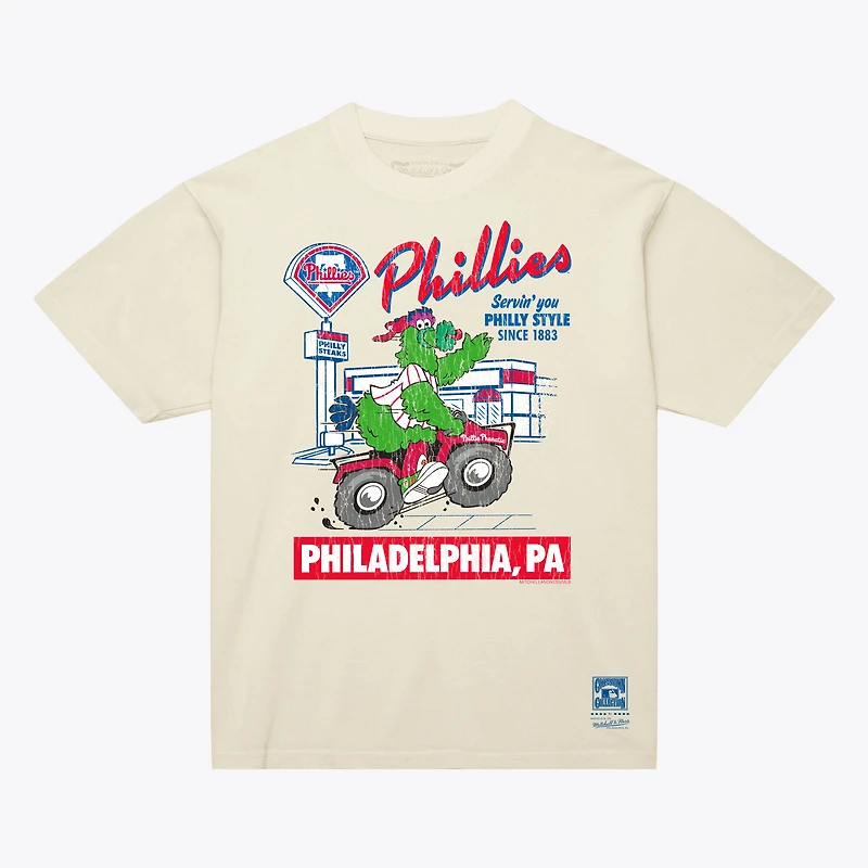 Men's Mitchell & Ness Cream Philadelphia Phillies Deli T-Shirt