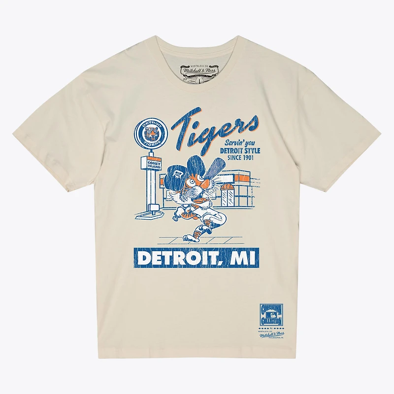 Men's Mitchell & Ness Cream Detroit Tigers Deli T-Shirt