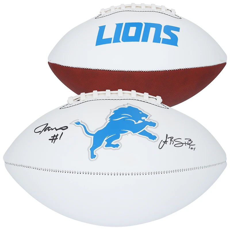 Amon-Ra St. Brown & Jameson Williams Detroit Lions Autographed Franklin White Panel Football