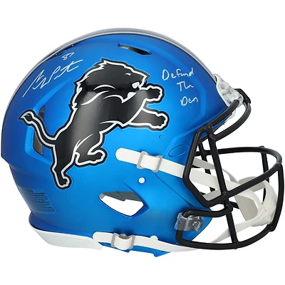 Sam LaPorta Detroit Lions Autographed Riddell 2024 Alternate Speed Authentic Helmet with "Defend The Den" Inscription