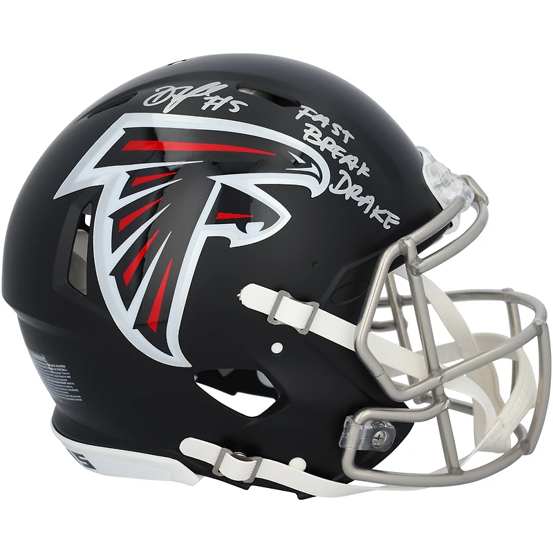 Drake London Atlanta Falcons Autographed Riddell Speed Authentic Helmet with "Fast Break Drake" Inscription