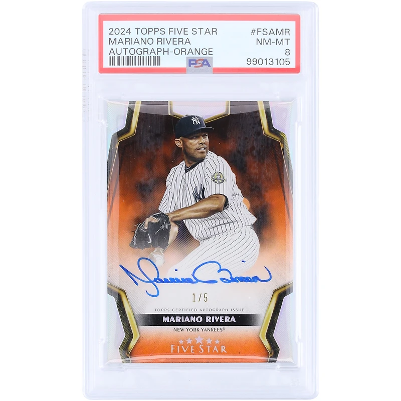 Mariano Rivera New York Yankees Autographed 2024 Topps Five Star Orange #FSA-MR #1/5 PSA Authenticated 8 Card