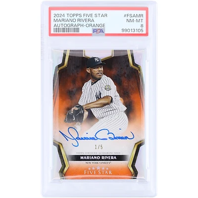 Mariano Rivera New York Yankees Autographed 2024 Topps Five Star Orange #FSA-MR #1/5 PSA Authenticated 8 Card