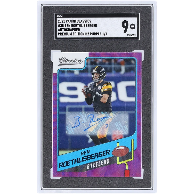 Ben Roethlisberger Pittsburgh Steelers Autographed 2021 Panini Classics H2 Purple Prizm #35 #1/1 SGC Authenticated 9 Card