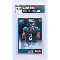 Jalen Hurts Philadelphia Eagles Autographed 2020 Panini Chronicles Score Silver Prizm #457 #15/75 HGA Authenticated 9 Rookie Card - 9.5,9.5,8,9.5 Subgrades