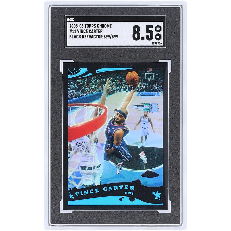 Vince Carter New Jersey Nets 2005-06 Topps Chrome Black Refractor #11 #399/399 SGC Authenticated 8.5 Card