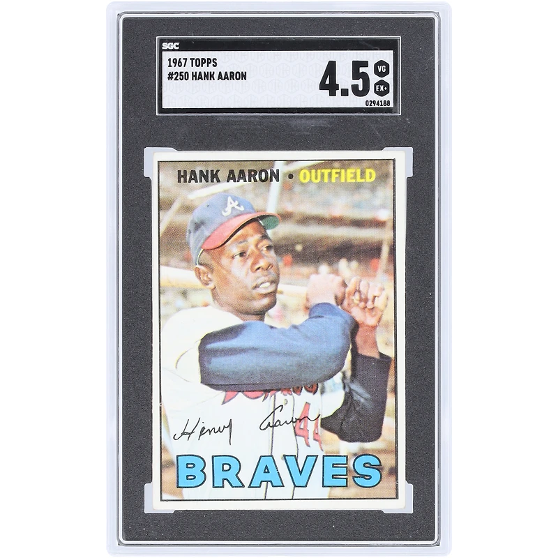 Hank Aaron Atlanta Braves 1967 Topps #250 SGC Authenticated 4.5 Card