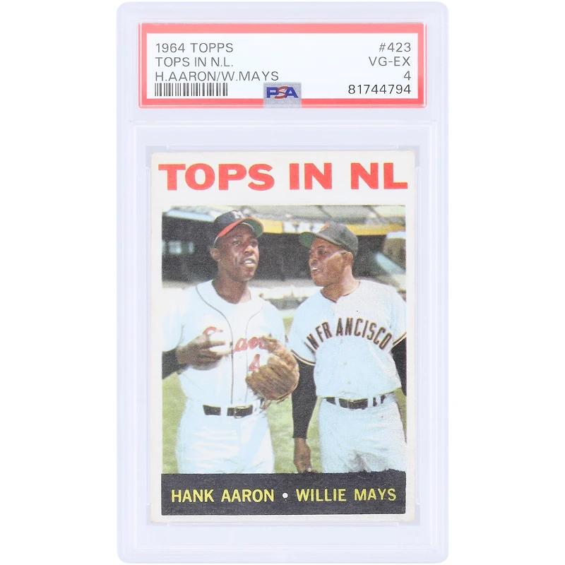 Hank Aaron & Willie Mays 1964 Topps Tops in the N.L. #423 PSA Authenticated 4 Card