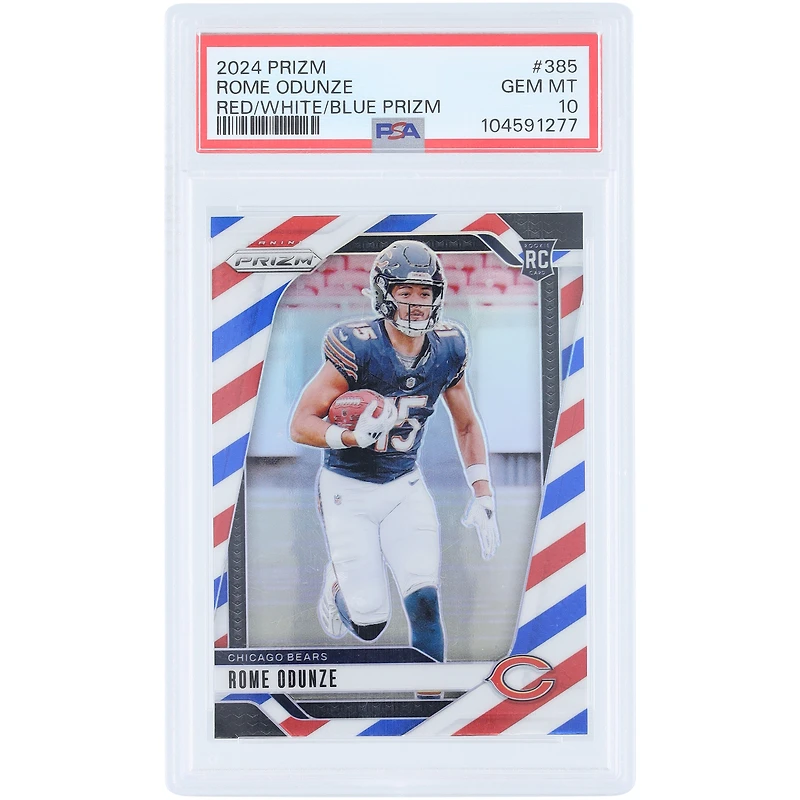 Rome Odunze Chicago Bears 2024 Panini Prizm Red, White & Blue Prizm #385 PSA Authenticated 10 Rookie Card