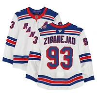 Mika Zibanejad New York Rangers Game-Used #93 White Jersey vs. Buffalo Sabres on October 9, 2024