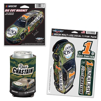 WinCraft Ross Chastain Busch Light Camo Three-Piece Fan Pack