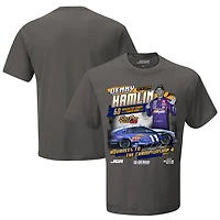 Men's Checkered Flag Sports Charcoal Denny Hamlin 2025 South Point 400 Race Winner T-Shirt