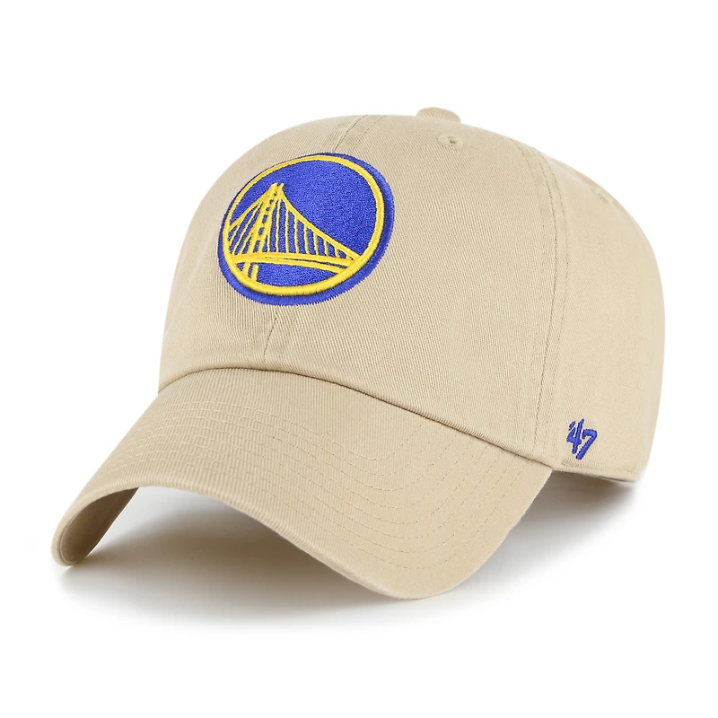 Men's '47  Khaki Golden State Warriors Logo Clean Up Adjustable Hat