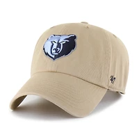 Men's '47  Khaki Memphis Grizzlies Logo Clean Up Adjustable Hat
