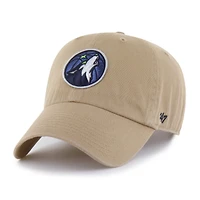 Men's '47  Khaki Minnesota Timberwolves Logo Clean Up Adjustable Hat