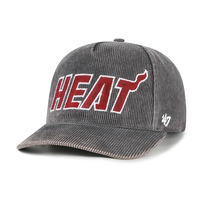Men's '47  Charcoal Miami Heat Reclaim Snow Wash Corduroy Adjustable Hitch Hat