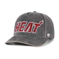 Men's '47  Charcoal Miami Heat Reclaim Snow Wash Corduroy Adjustable Hitch Hat
