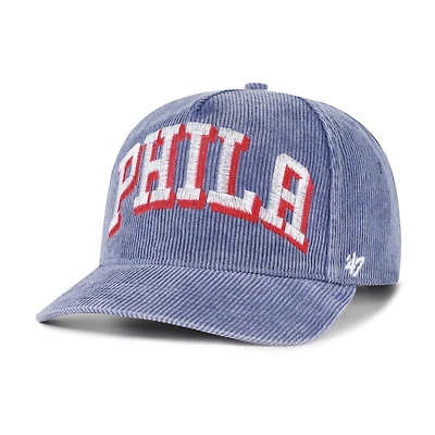 Men's '47  Blue Philadelphia 76ers Reclaim Snow Wash Corduroy Adjustable Hitch Hat