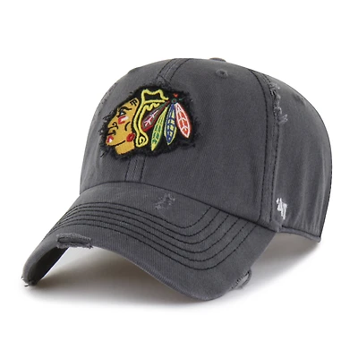Men's '47  Charcoal Chicago Blackhawks Weathered Clean Up Adjustable Hat