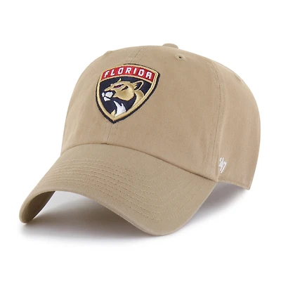 Men's '47  Khaki Florida Panthers Logo Clean Up Adjustable Hat