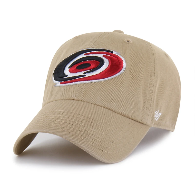 Men's '47  Khaki Carolina Hurricanes Logo Clean Up Adjustable Hat