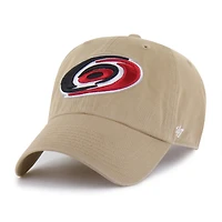 Men's '47  Khaki Carolina Hurricanes Logo Clean Up Adjustable Hat