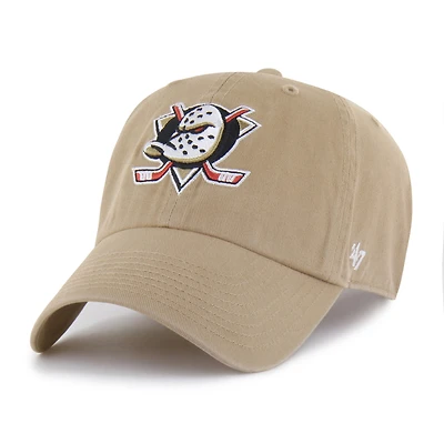 Men's '47  Khaki Anaheim Ducks Logo Clean Up Adjustable Hat
