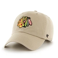 Men's '47  Khaki Chicago Blackhawks Logo Clean Up Adjustable Hat