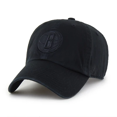 Men's '47  Brooklyn Nets Black on Black Clean Up Adjustable Hat