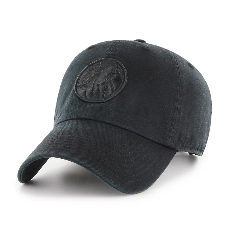 Men's '47  Minnesota Timberwolves Black on Black Clean Up Adjustable Hat