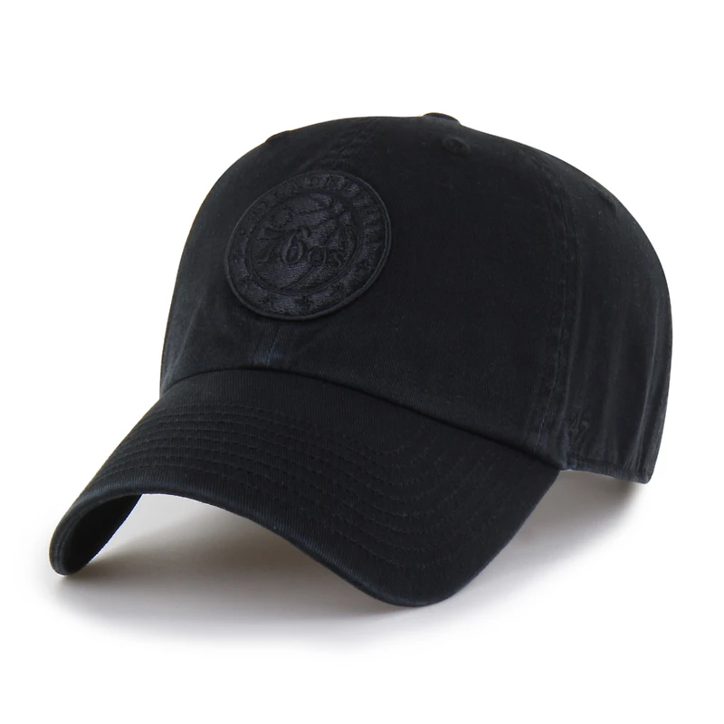Men's '47  Philadelphia 76ers Black on Black Clean Up Adjustable Hat