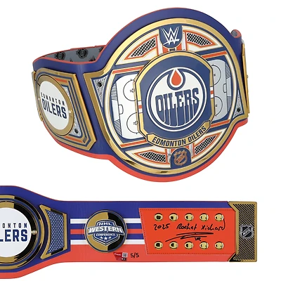 Leon Draisaitl Edmonton Oilers Autographed WWE Legacy Title Belt with "2025 Rocket Richard" Inscription - Limited Edition #5/5