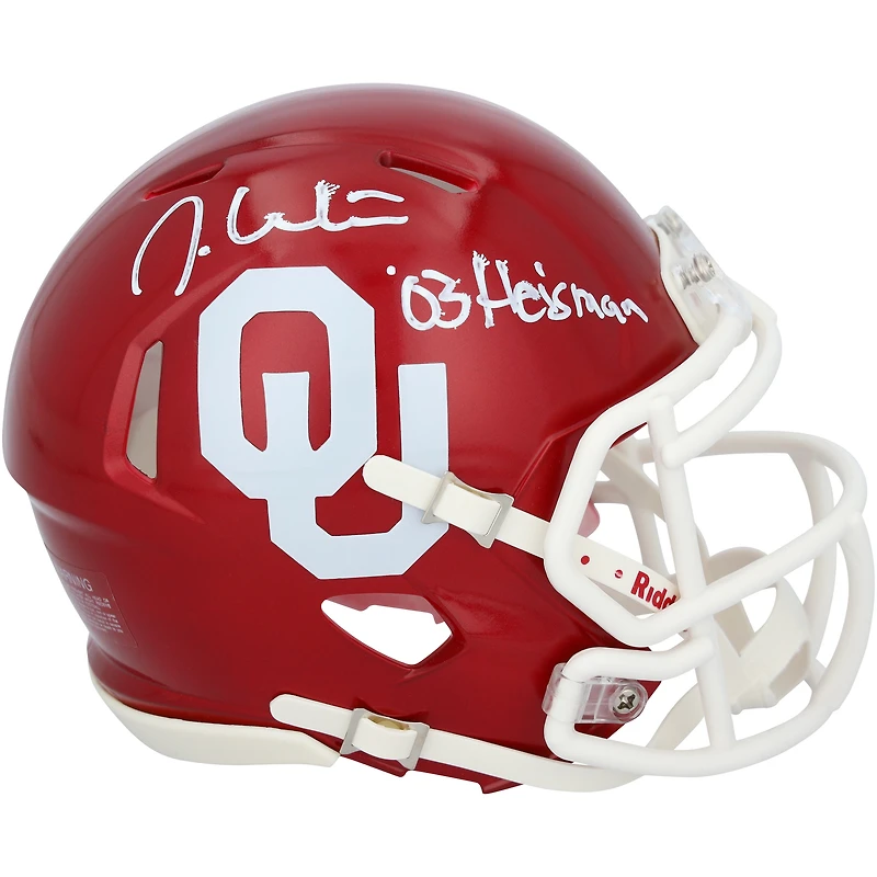 Jason White Oklahoma Sooners Autographed Riddell Speed Mini Helmet with "03 Heisman" Inscription
