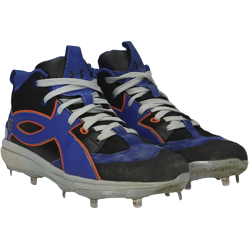 Juan Soto New York Mets Game-Used Black/Royal Under Armour Cleats vs. Philadelphia Phillies on August 25, 2025 - Worn Innings 1-2