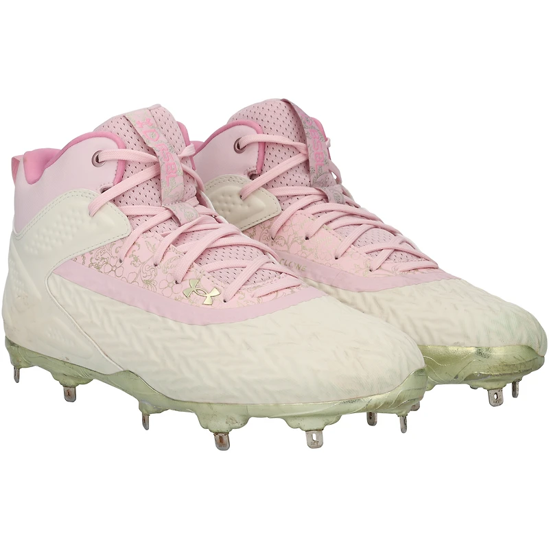 Juan Soto New York Mets Game-Used White/Pink Under Armour Cleats vs. Chicago Cubs on May 11, 2025 - Mother's Day