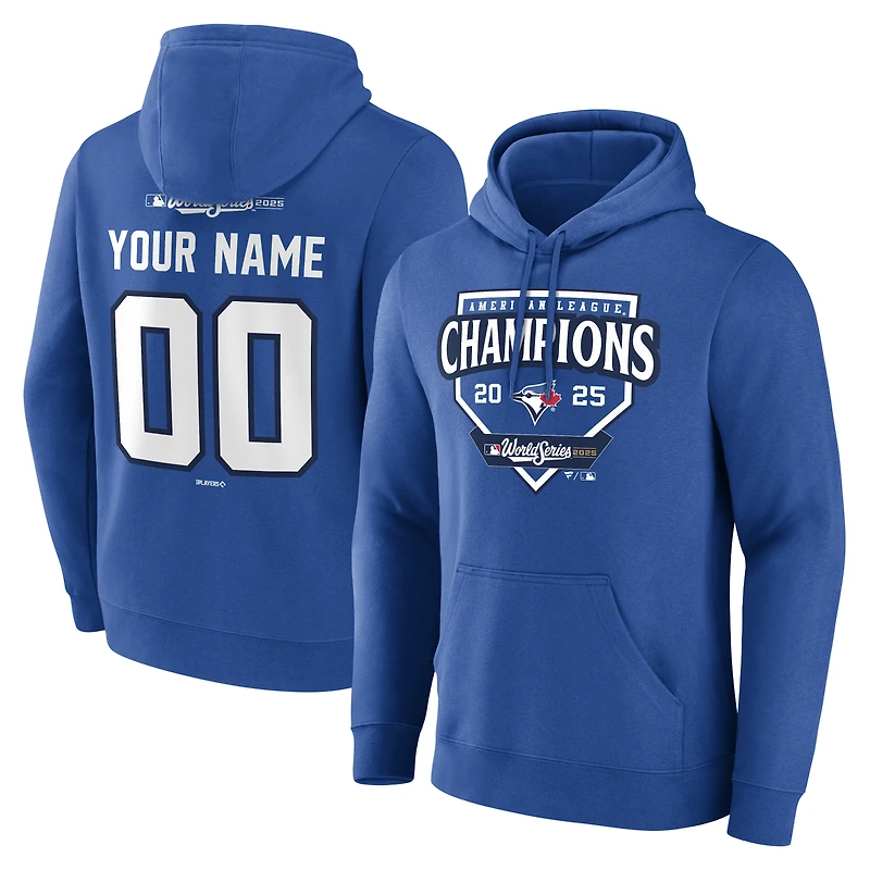 Men's Royal Toronto Blue Jays 2025 American League Champions Custom Name & Number Hoodie