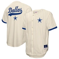 Men's Mitchell & Ness  Cream Dallas Cowboys Big & Tall Heavyweight Mesh Button-Up Fashion Jersey