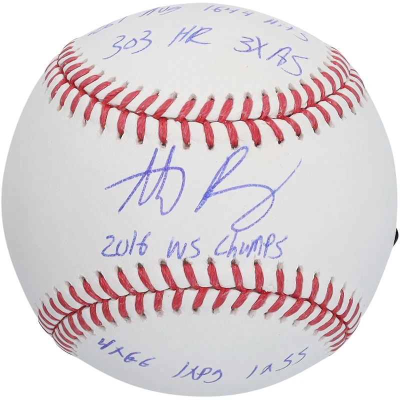 Anthony Rizzo Chicago Cubs Autographed Baseball with Multiple Inscriptions