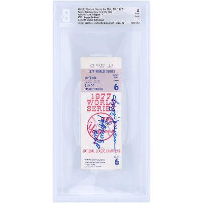 Reggie Jackson New York Yankees Autographed World Series Game 6 Stub Beckett Fanatics Witnessed Authenticated Auto 10 Ticket from October 18, 1977 with "1977 WS MVP" Inscription
