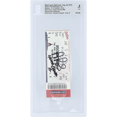 Albert Pujols St. Louis Cardinals Autographed Career HR 400 Beckett Fanatics Witnessed Authenticated Auto 10 Ticket from August 26, 2010 with "400th Career HR" Inscription