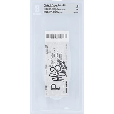 Albert Pujols St. Louis Cardinals Autographed Final Regular Season Game Beckett Fanatics Witnessed Authenticated Mint 9 Ticket from October 4, 2022 with "Last Career Game" Inscription