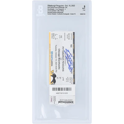Connor Bedard Chicago Blackhawks Autographed NHL Debut Beckett Fanatics Witnessed Authenticated 9/10 Ticket from October 10, 2023