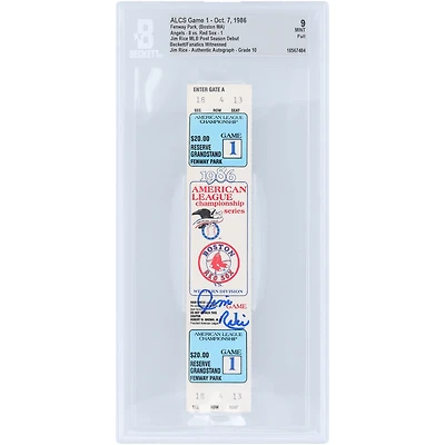 Jim Rice Boston Red Sox Autographed MLB Post Season Debut Beckett Fanatics Witnessed Authenticated 9/10 Ticket from October 7, 1986